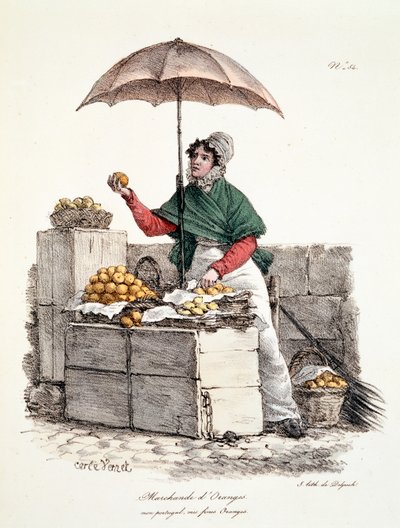 Venditrice di arance, stampa realizzata da Delpech, 1808 da Carle Vernet